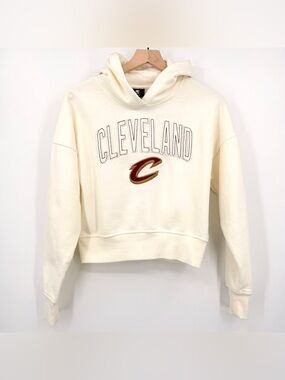 Cleveland Cavaliers NBA Girls XL 16 Cream Cropped Hoodie Cavs